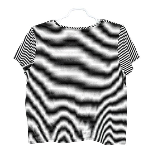 Alfred Dunner Womens B-W Shirt Striped Short Sleeve Stretch Scoop Neck Ruffled L - Picture 6 of 7